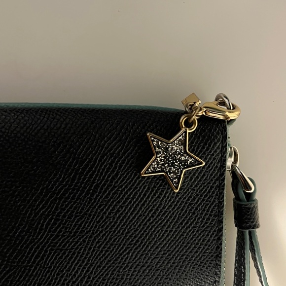 Stylish Coach wristlet in a deep dark blue color with a sleek design. - Picture 3 of 7